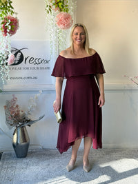 Sonya Burgundy Evening Dress