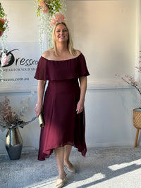 Sonya Burgundy Evening Dress