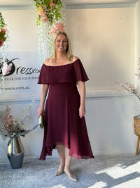 Sonya Burgundy Evening Dress