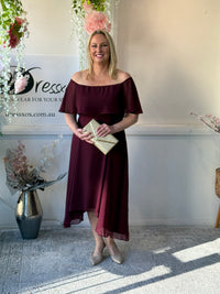 Sonya Burgundy Evening Dress