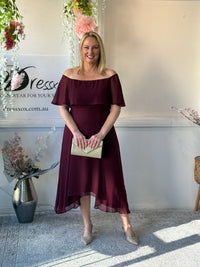 Sonya Burgundy Evening Dress