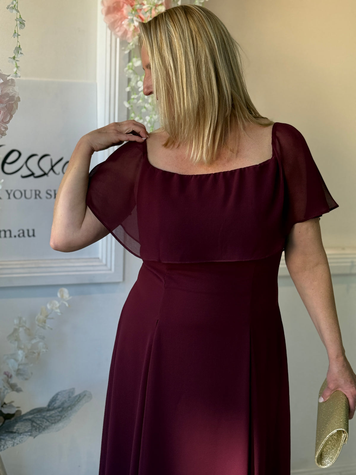 Sonya Burgundy Evening Dress