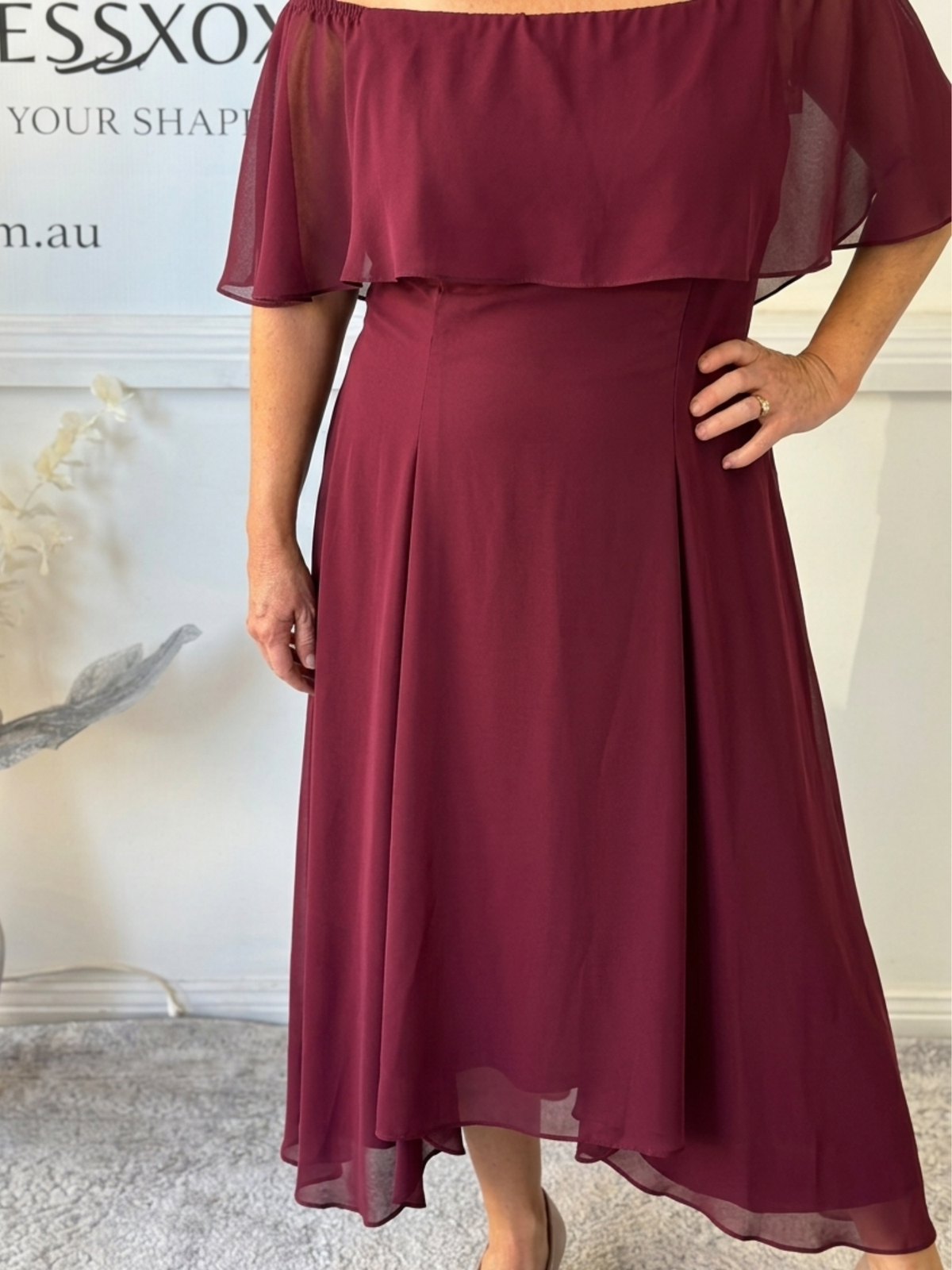 Sonya Burgundy Evening Dress