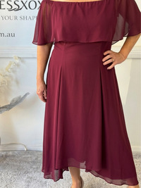 Sonya Burgundy Evening Dress