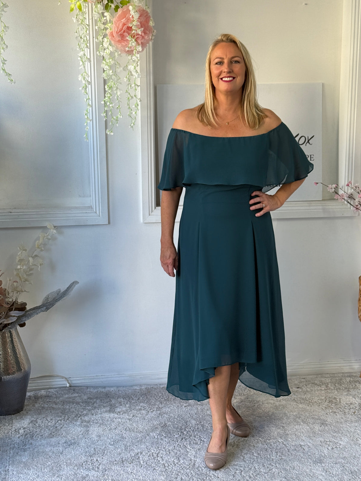 Sonya Teal Evening Dress