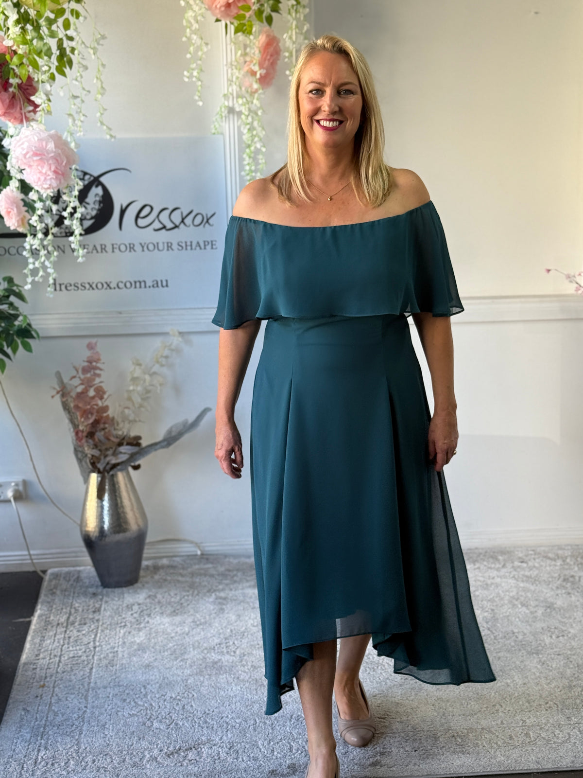 Sonya Teal Evening Dress