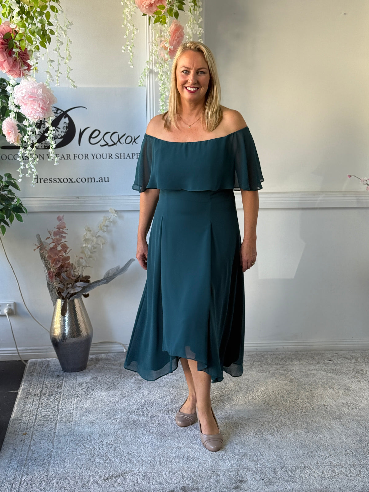 Sonya Teal Evening Dress