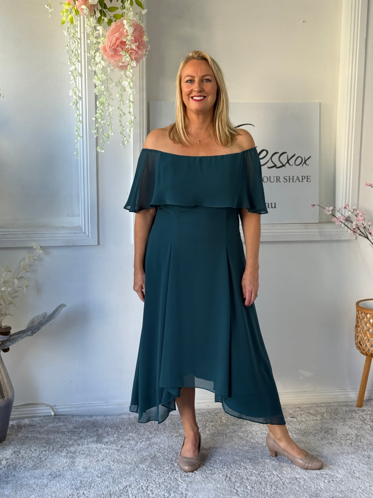 Sonya Teal Evening Dress