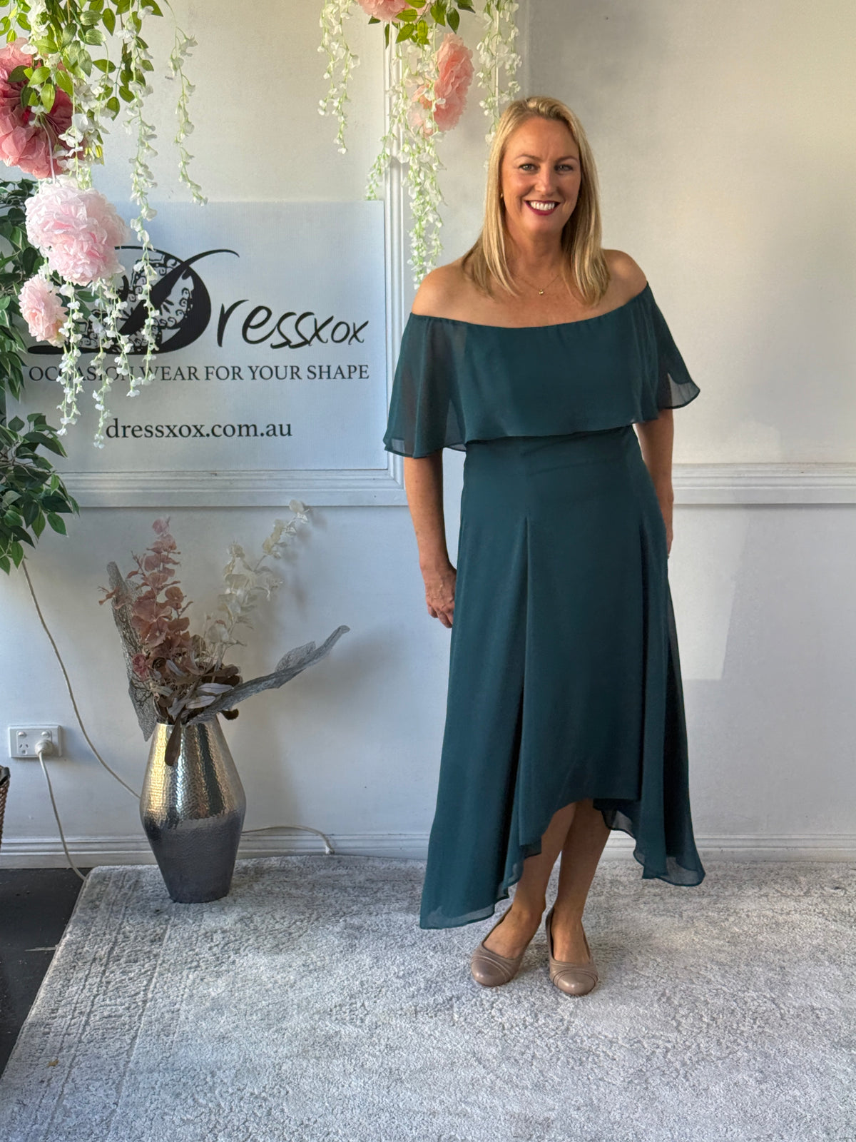 Sonya Teal Evening Dress