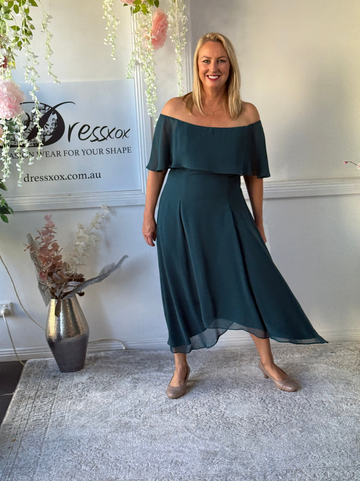 Sonya Teal Evening Dress