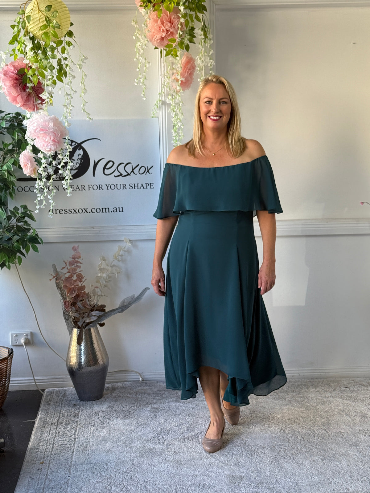 Sonya Teal Evening Dress