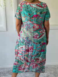 Sorrel Teal Abstract Layering Dress