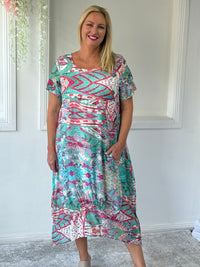 Sorrel Teal Abstract Layering Dress