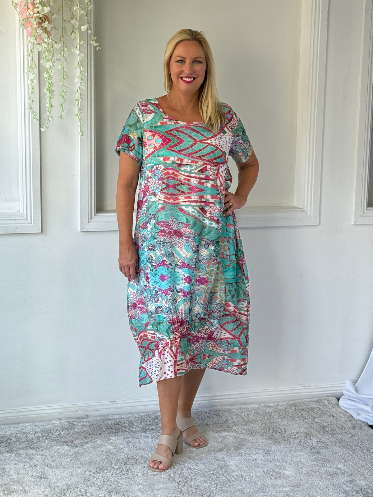 Sorrel Teal Abstract Layering Dress