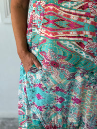 Sorrel Teal Abstract Layering Dress