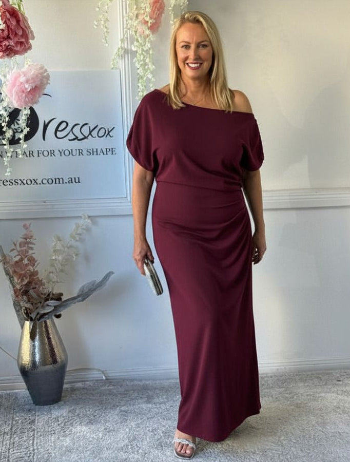 Tahlia Burgundy Evening Dress