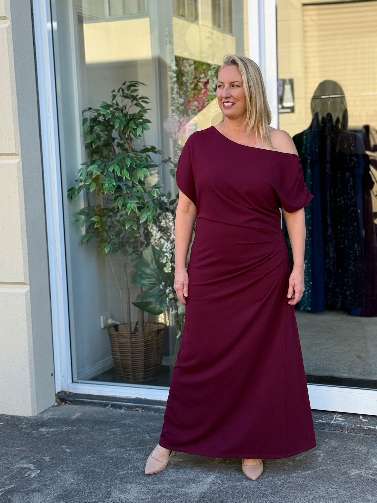 Tahlia Burgundy Evening Dress