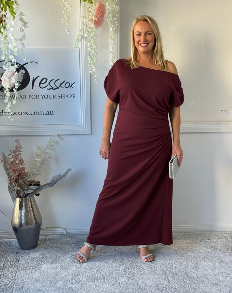 Tahlia Burgundy Evening Dress