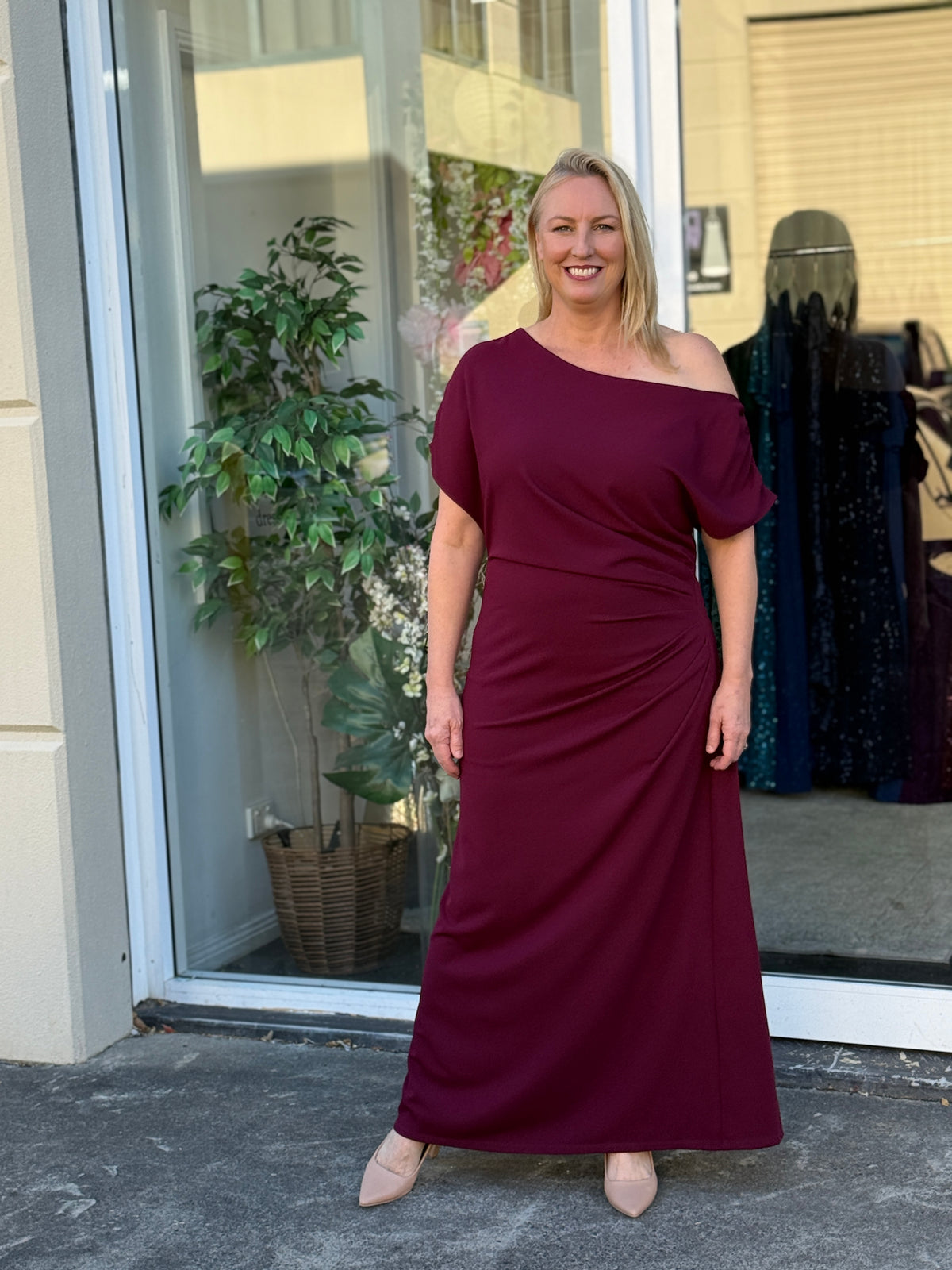 Tahlia Burgundy Evening Dress