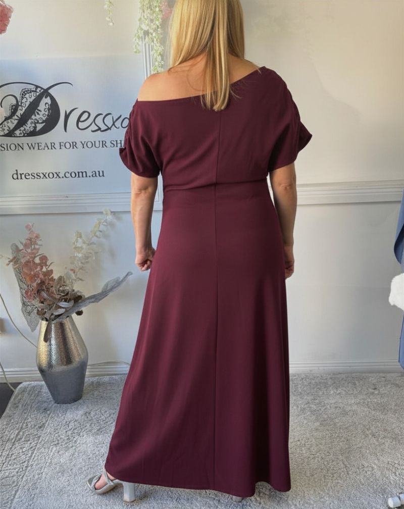 Tahlia Burgundy Evening Dress