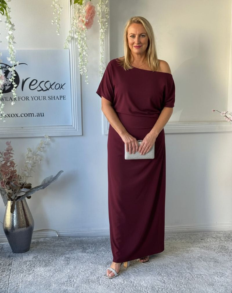 Tahlia Burgundy Evening Dress