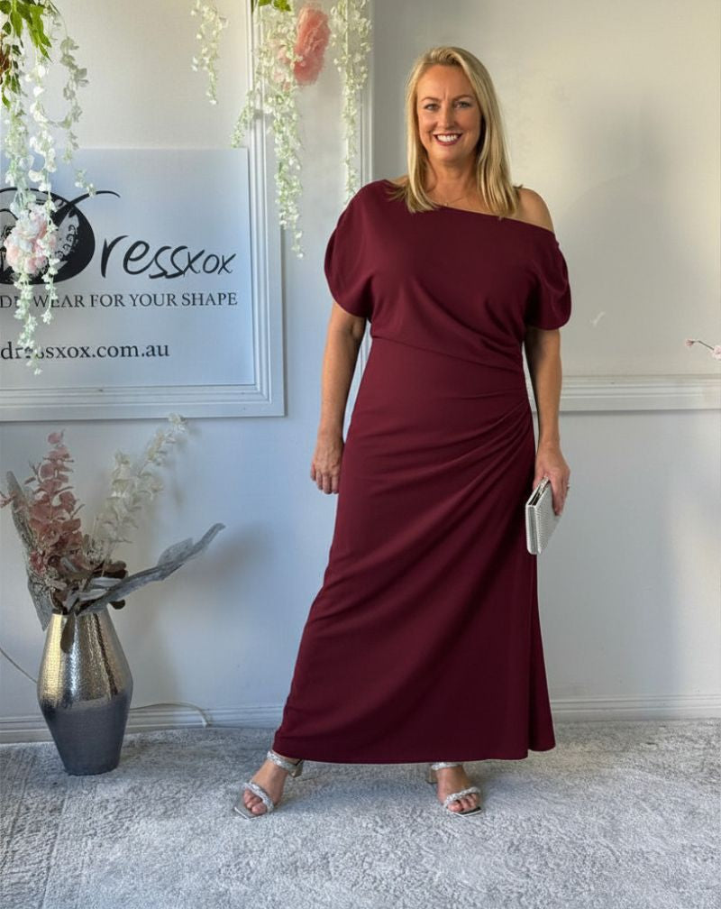 Tahlia Burgundy Evening Dress