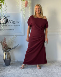 Tahlia Burgundy Evening Dress