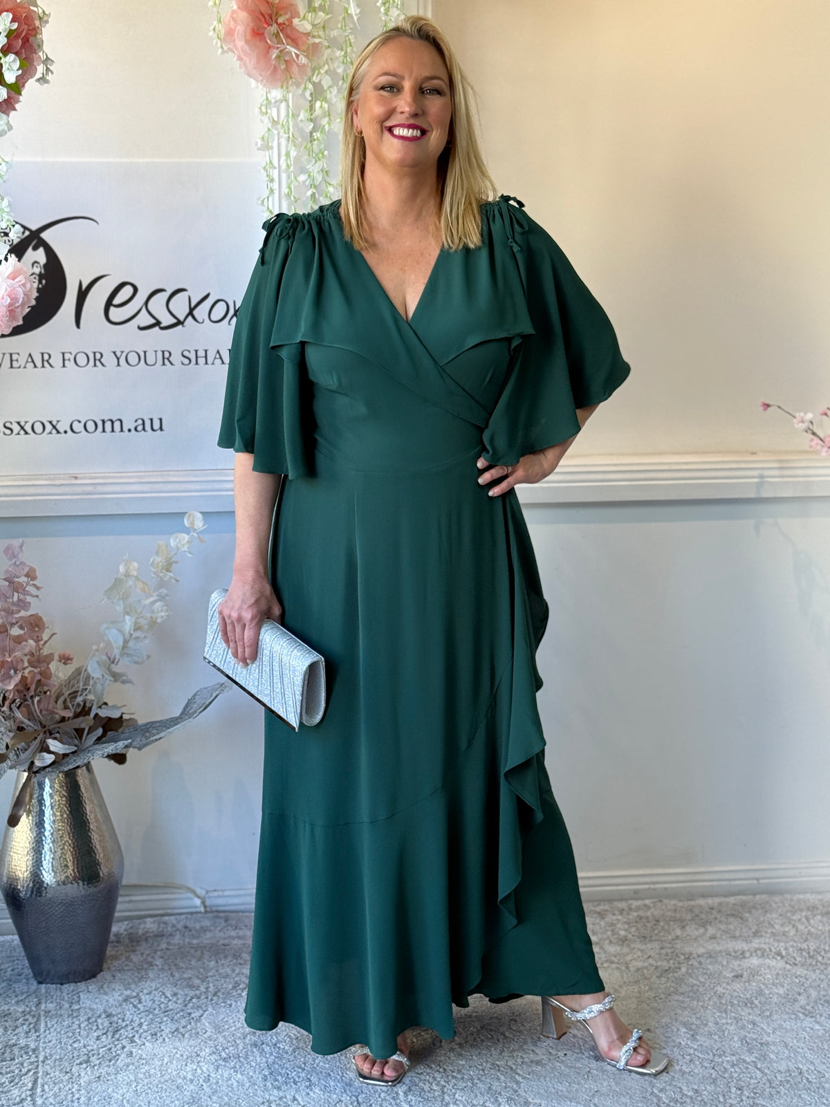 Taylor Emerald Wrap Dress