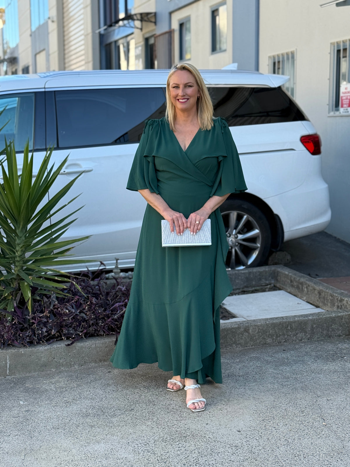 Taylor Emerald Wrap Dress
