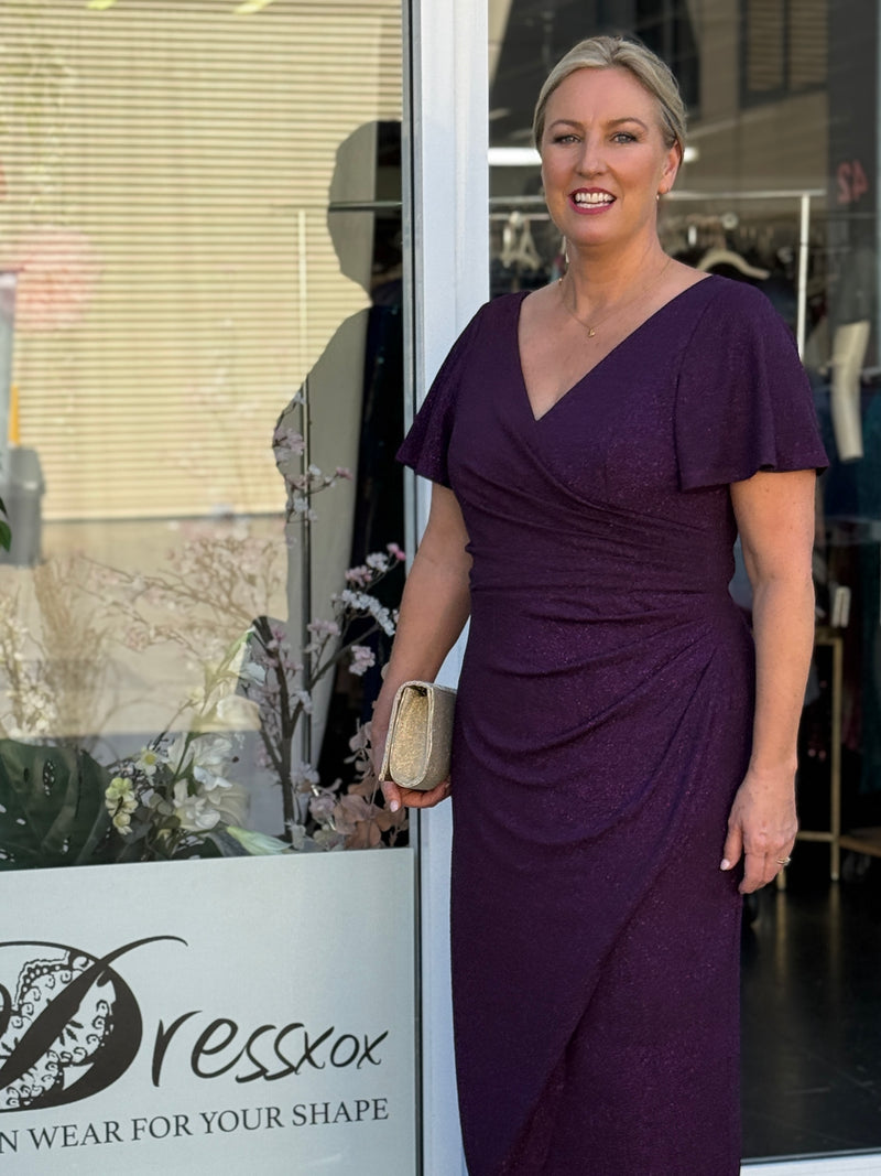 Tiffany Plum Glitter Evening Dress