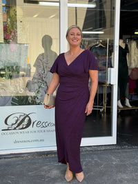 Tiffany Plum Glitter Evening Dress