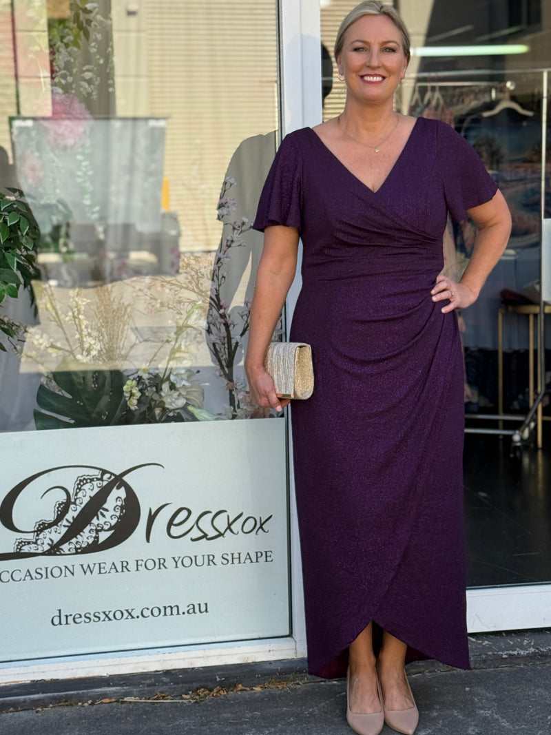 Tiffany Plum Glitter Evening Dress