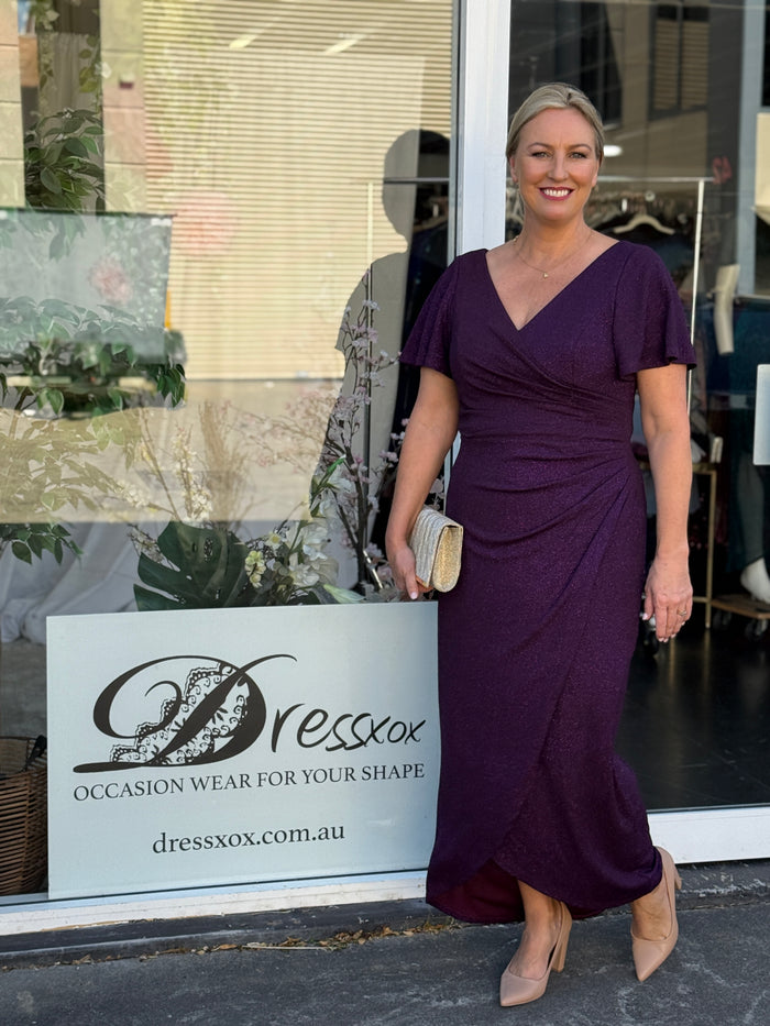 Tiffany Plum Glitter Evening Dress