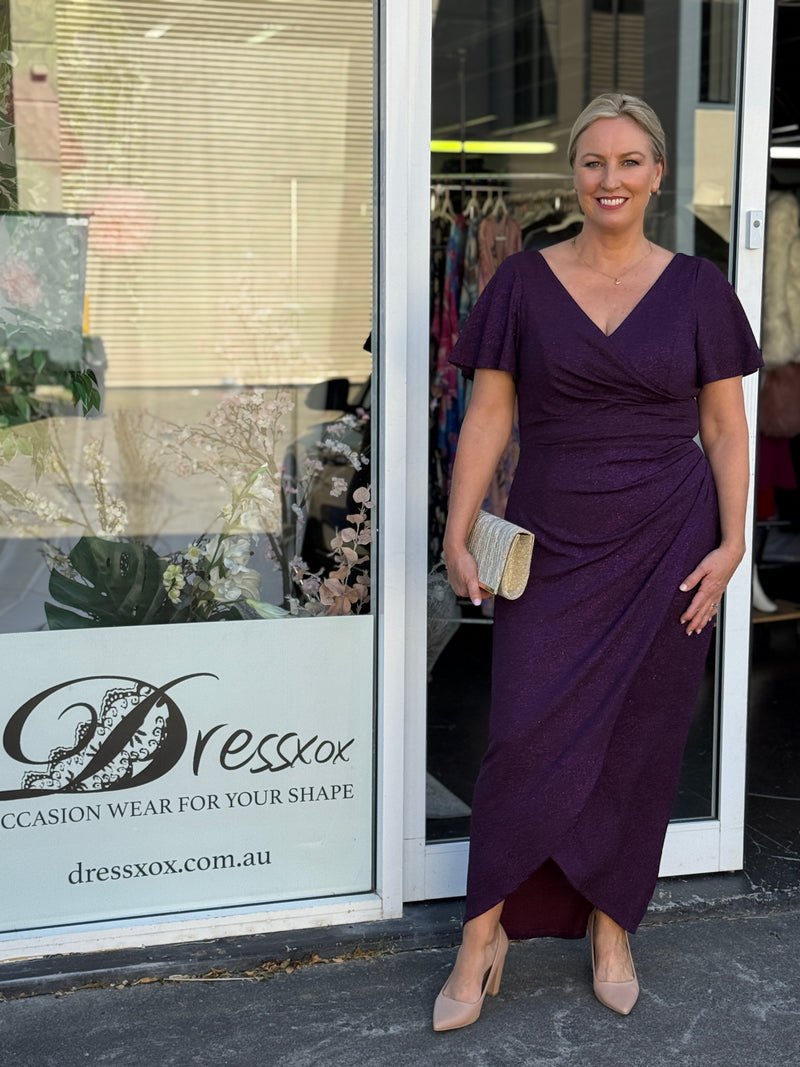 Tiffany Plum Glitter Evening Dress