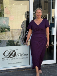 Tiffany Plum Glitter Evening Dress