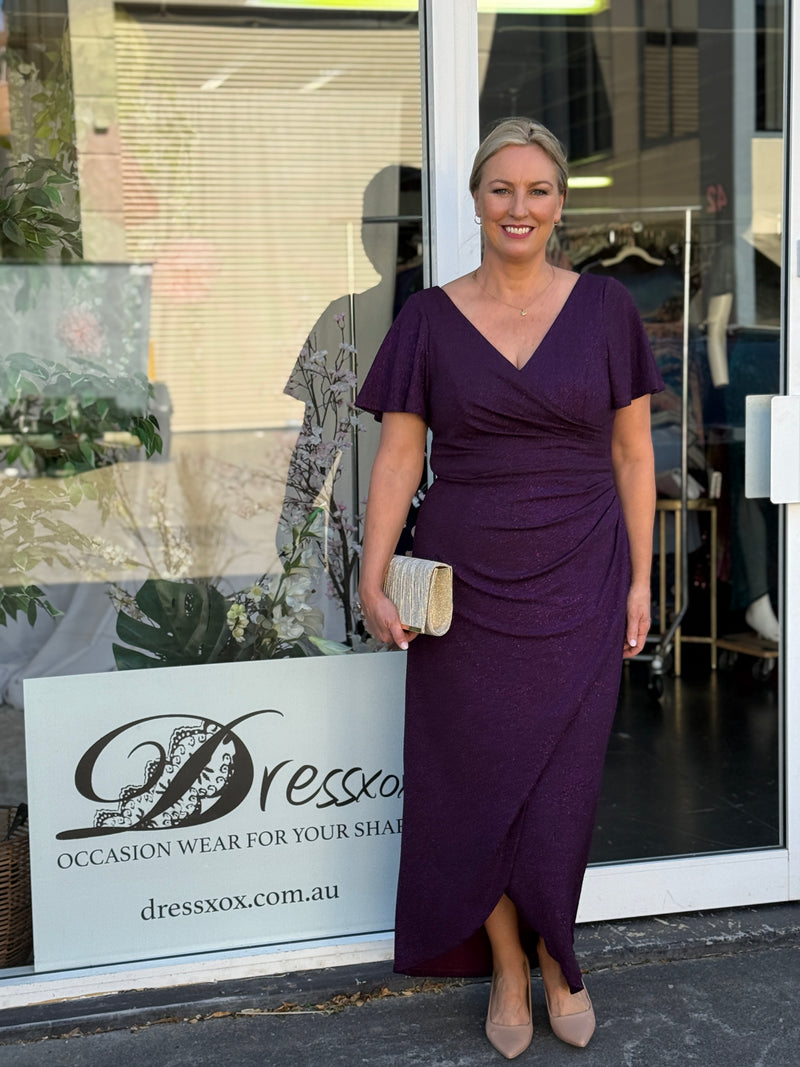 Tiffany Plum Glitter Evening Dress