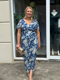 Tracey Azure Blossom Evening Dress