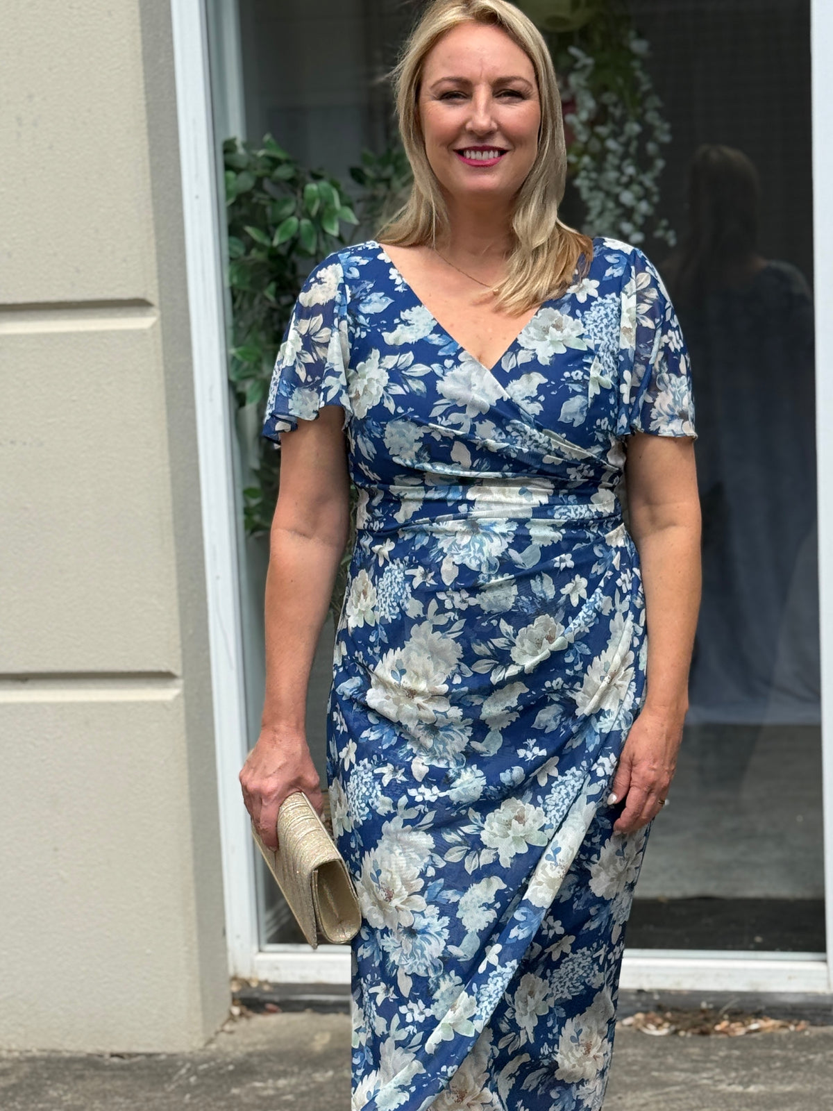 Tracey Azure Blossom Evening Dress