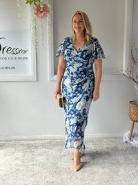 Tracey Azure Blossom Evening Dress