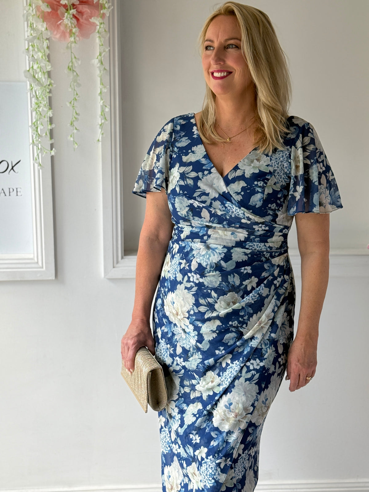 Tracey Azure Blossom Evening Dress