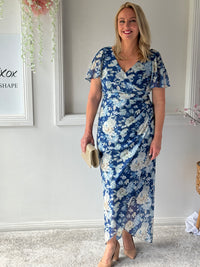 Tracey Azure Blossom Evening Dress