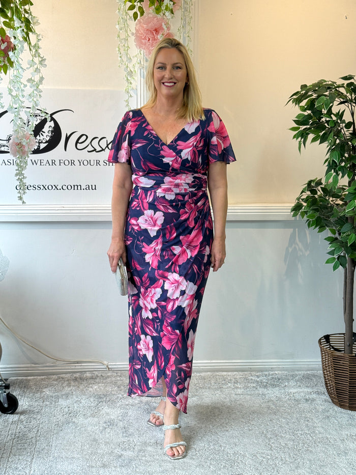 Tracey Hibiscus Evening Dress
