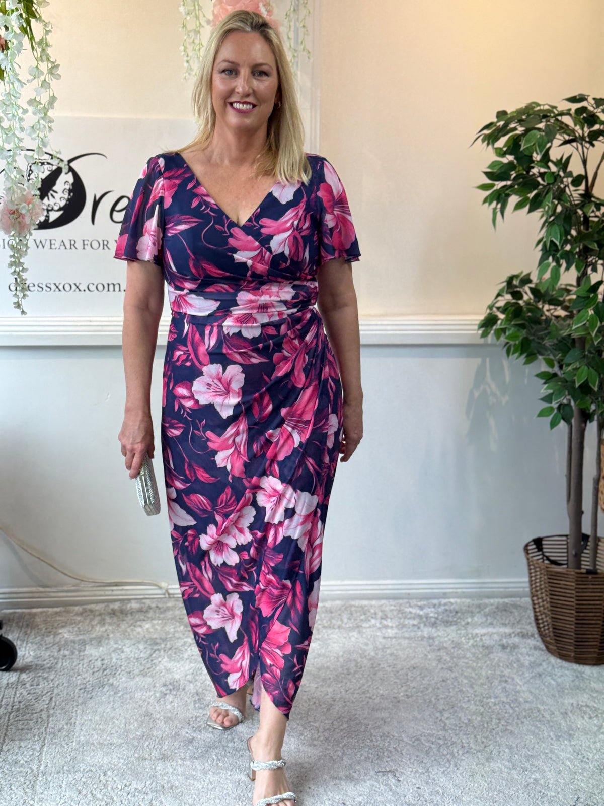 Tracey Hibiscus Evening Dress