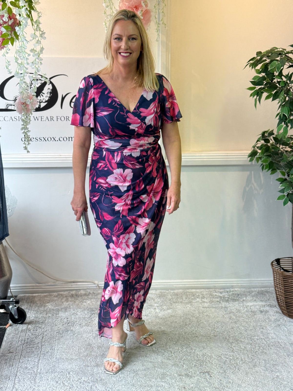 Tracey Hibiscus Evening Dress