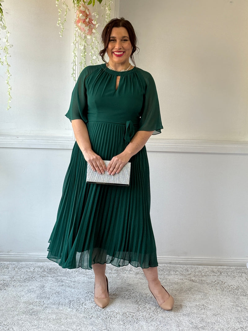 Udella Emerald Pleated Dress