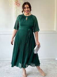 Udella Emerald Pleated Dress