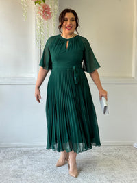 Udella Emerald Pleated Dress