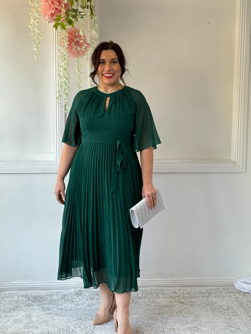 Udella Emerald Pleated Dress