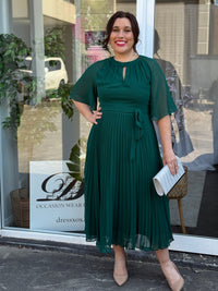Udella Emerald Pleated Dress