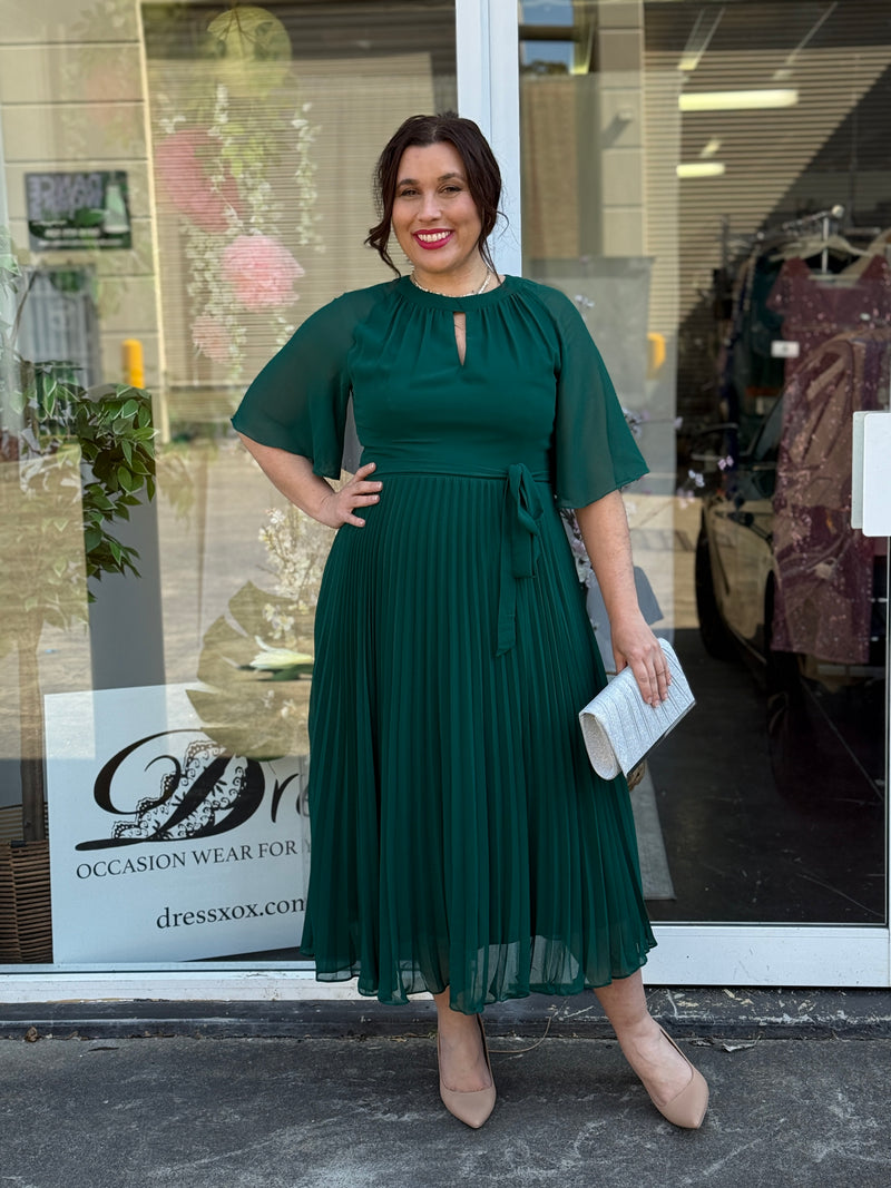 Udella Emerald Pleated Dress